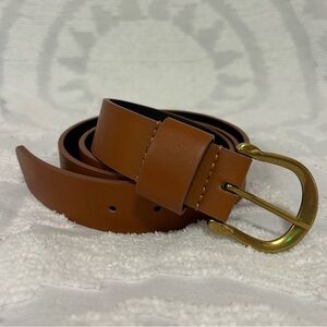 Antique Gold and Saddle Brown Faux Leather Belt Size XXL